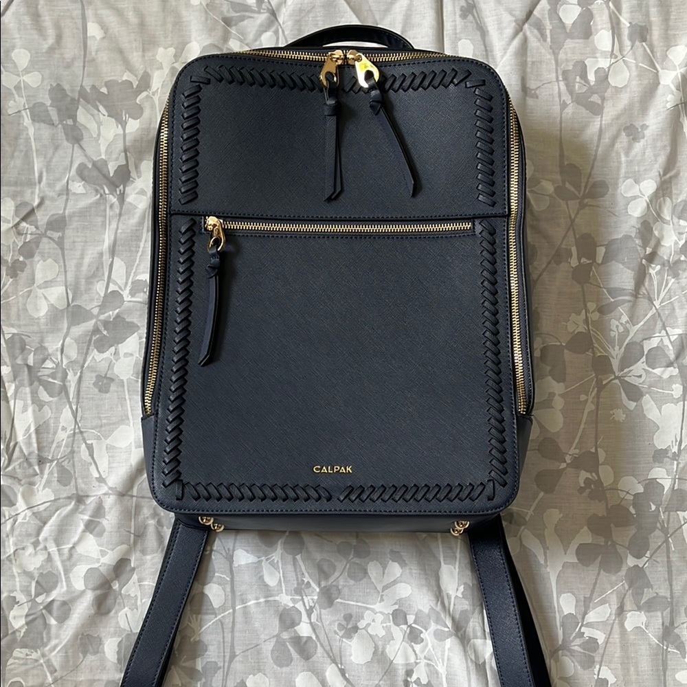 Calpak Black Backpack with Gold Zippers